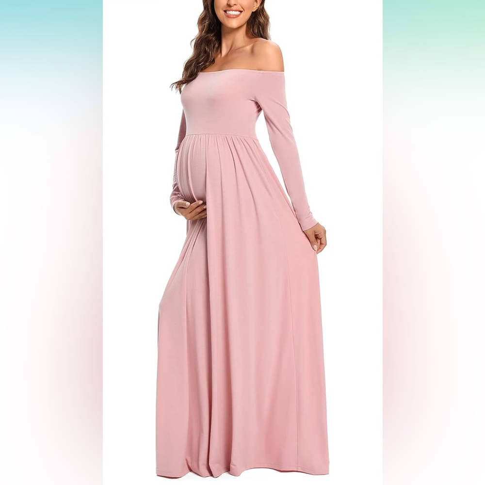 GLAMPUNCH Off Shoulder Long Sleeve Maternity Maxi Dress Size Large